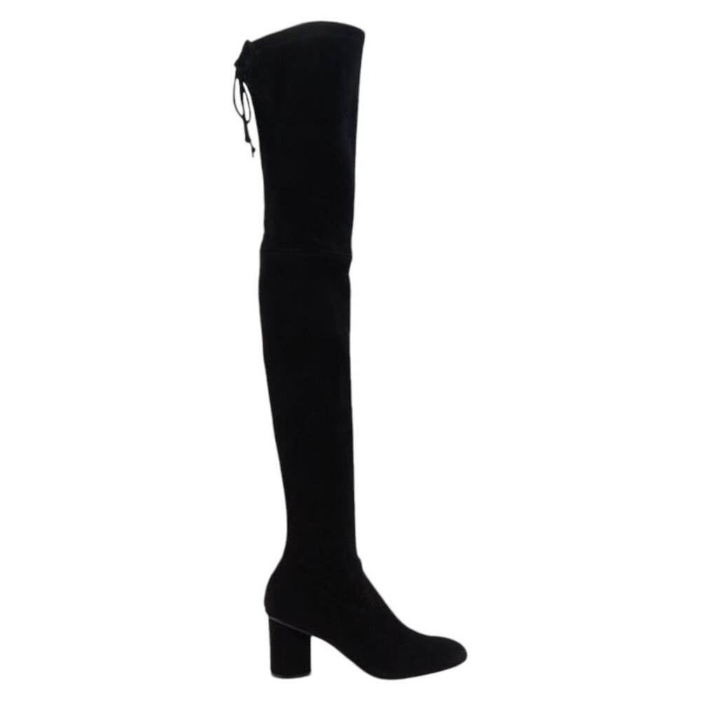 Stuart Weitzman NWOB Tipland Black Suede Over the Knee Boot Size 4M Stacked Heel